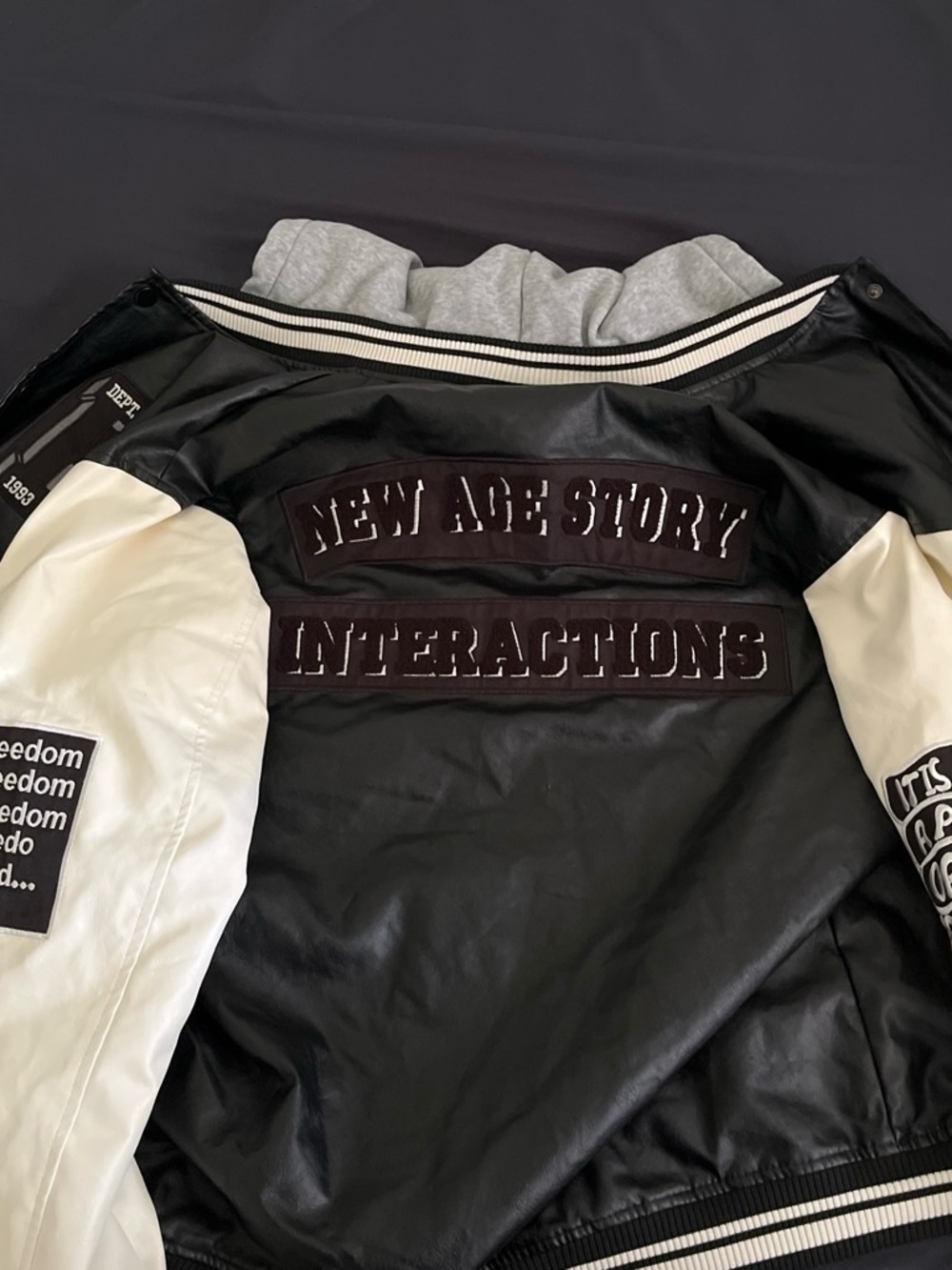 New Age Story Interactions Black & White Men’s Bomber Jacket